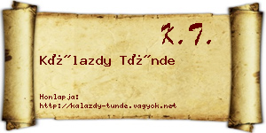 Kálazdy Tünde névjegykártya